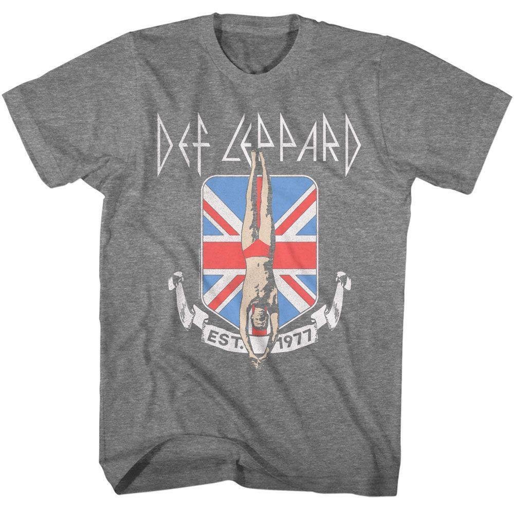 Def Leppard Diver Union Jack Graphite Heather T Shirt